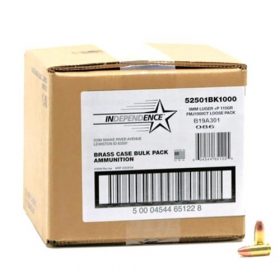 Federal Independence 9mm Luger Ammo 115 Grain +P FMJ Rounds Bulk Loose Pack